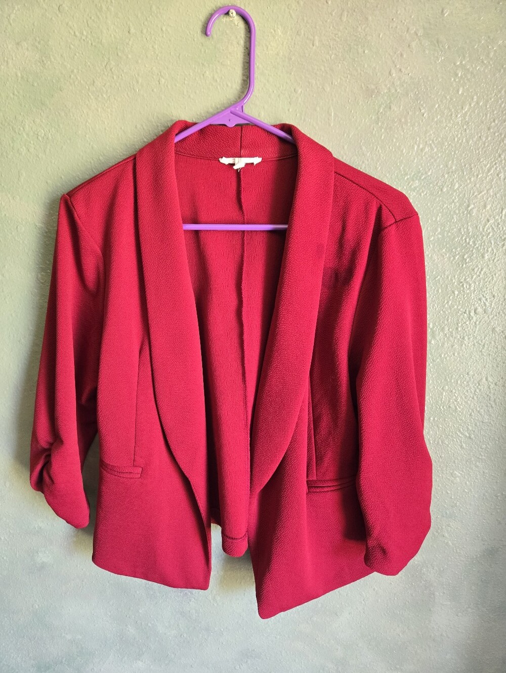 Maurices - Red - Blazer Suit Jacket - 3/4 Sleeve  Cropped Short - Women's L